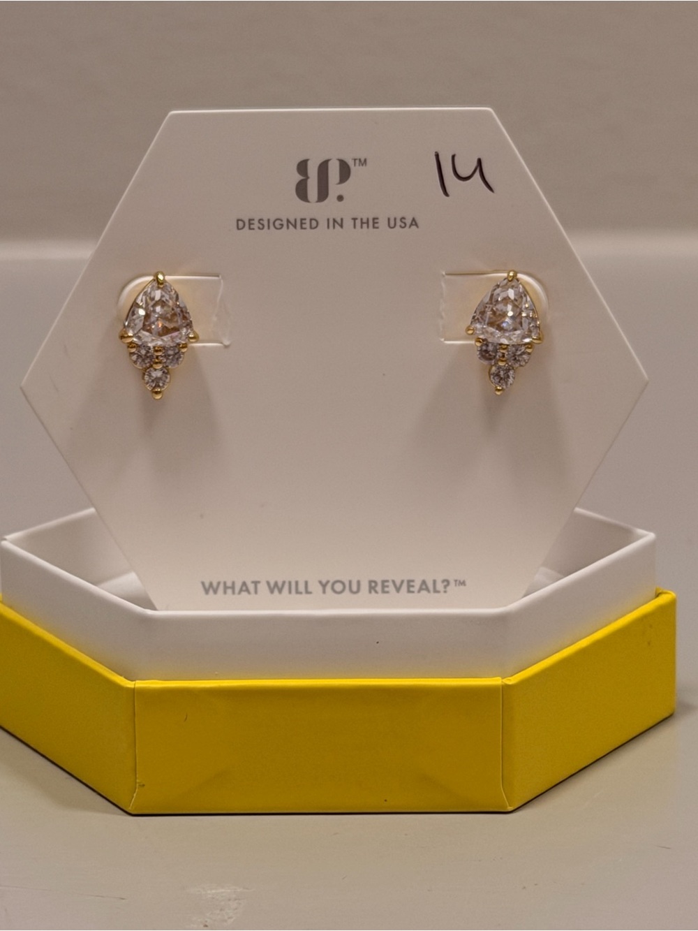 Bomb Party NWT! Gold-Tone Teardrop Crystal Cluster Stud Earrings